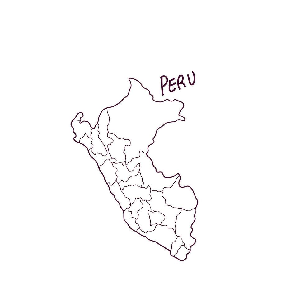 Hand Drawn Doodle Map Of Peru. Vector Illustration