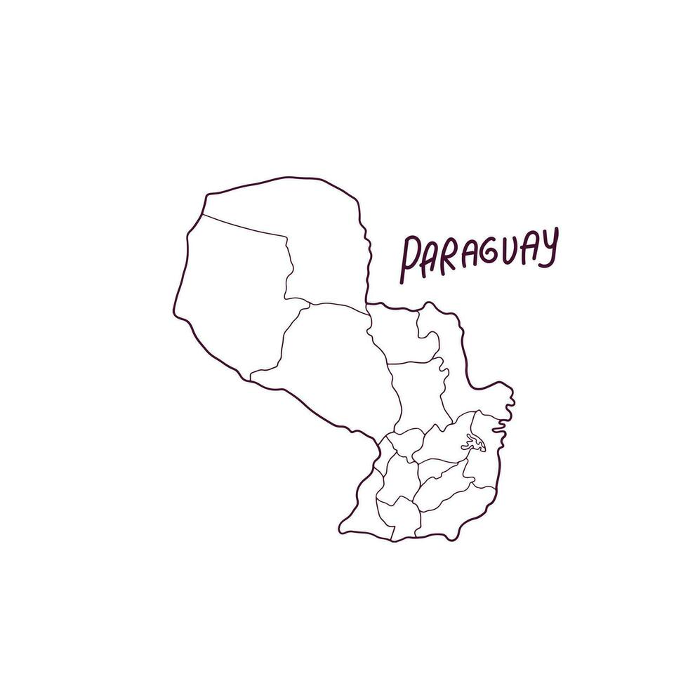 Hand Drawn Doodle Map Of Paraguay. Vector Illustration