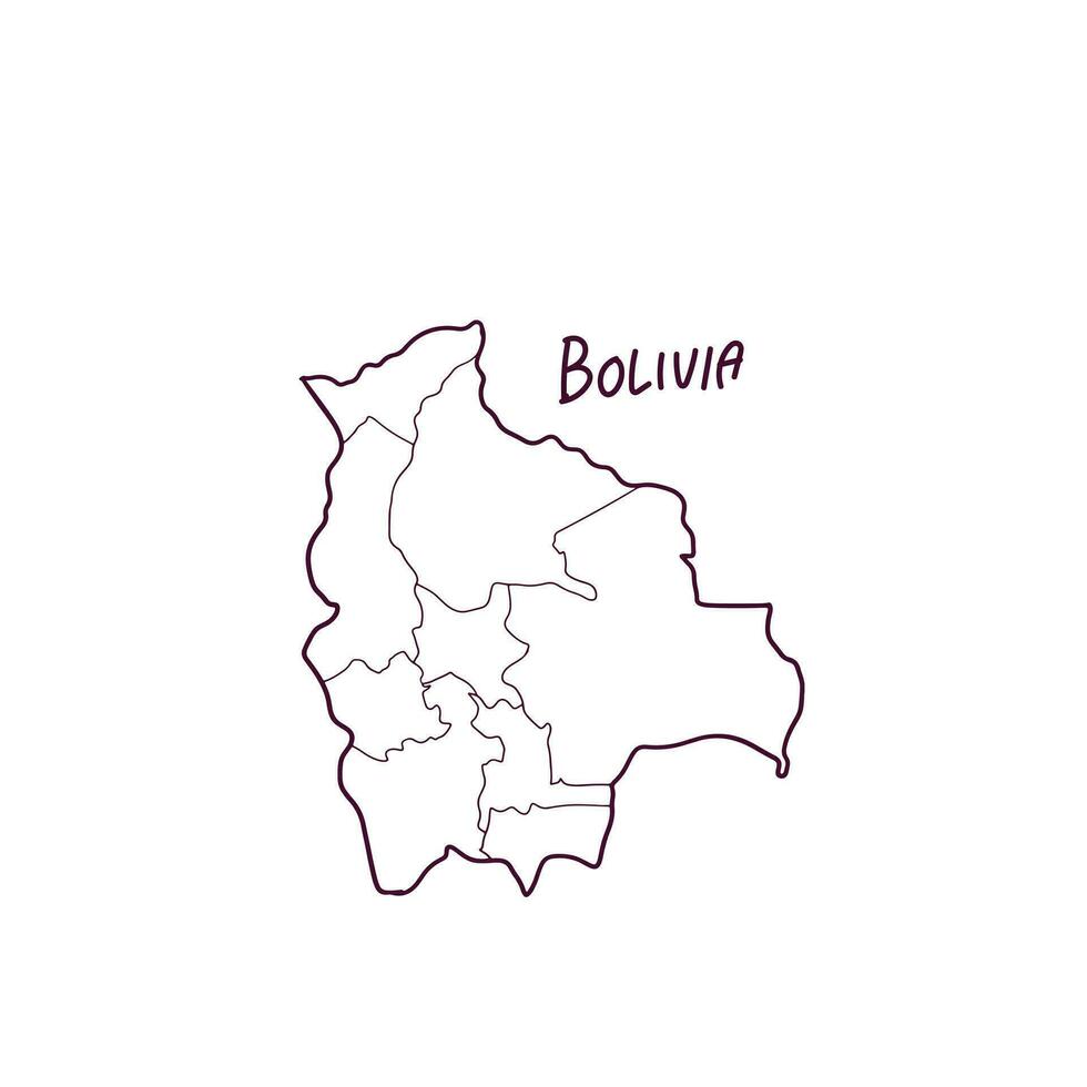 mano dibujado garabatear mapa de Bolivia vector ilustración