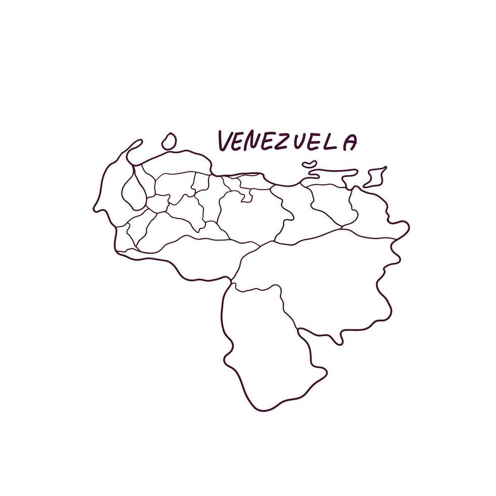 Hand Drawn Doodle Map Of Venezuela. Vector Illustration