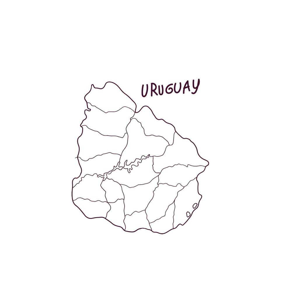 Hand Drawn Doodle Map Of Uruguay. Vector Illustration