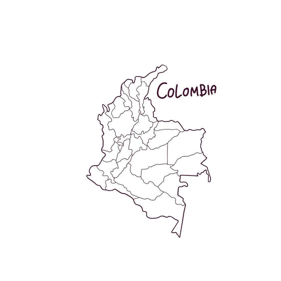 mano dibujado garabatear mapa de Colombia. vector ilustración