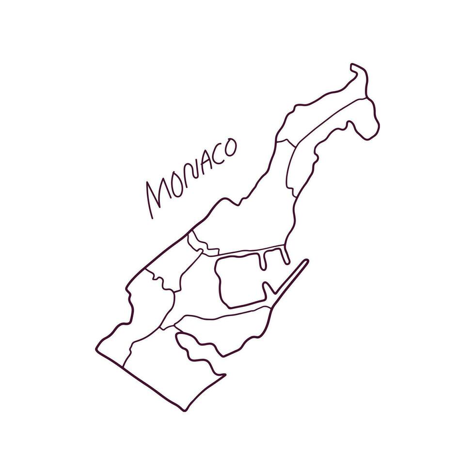 Hand Drawn Doodle Map Of Monaco. Vector Illustration