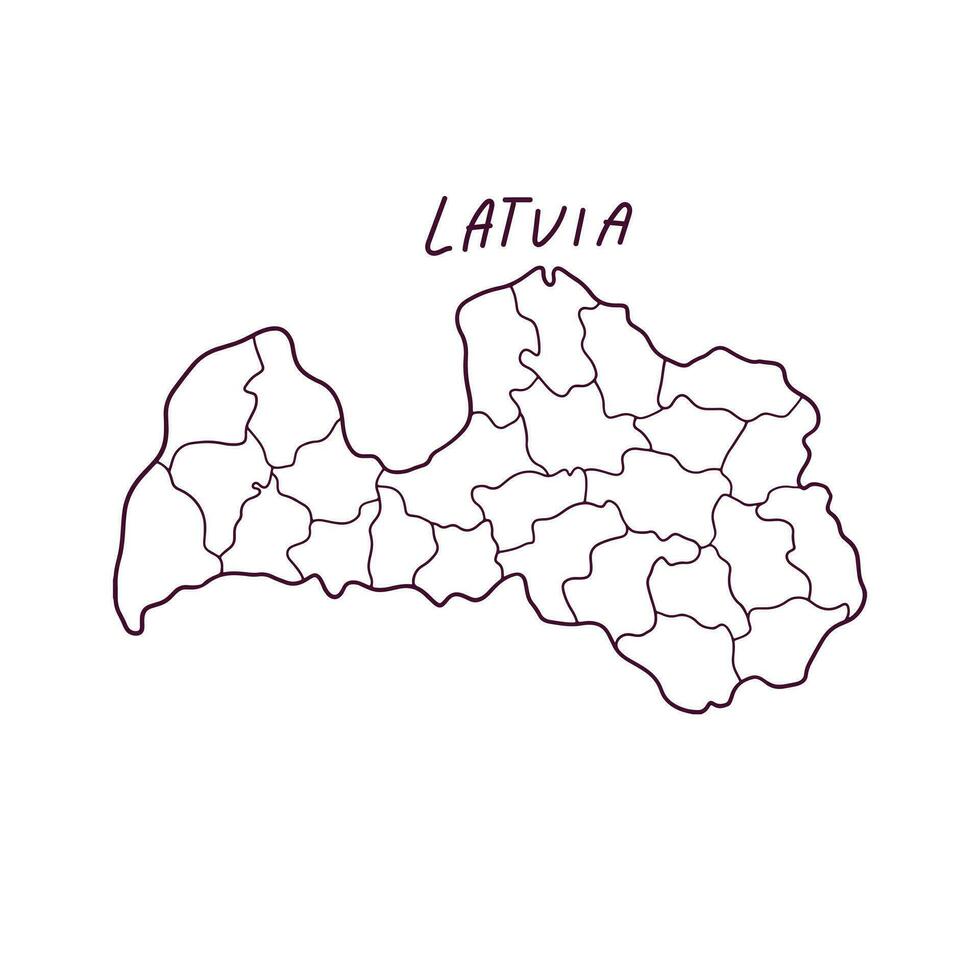 Hand Drawn Doodle Map Of Latvia. Vector Illustration