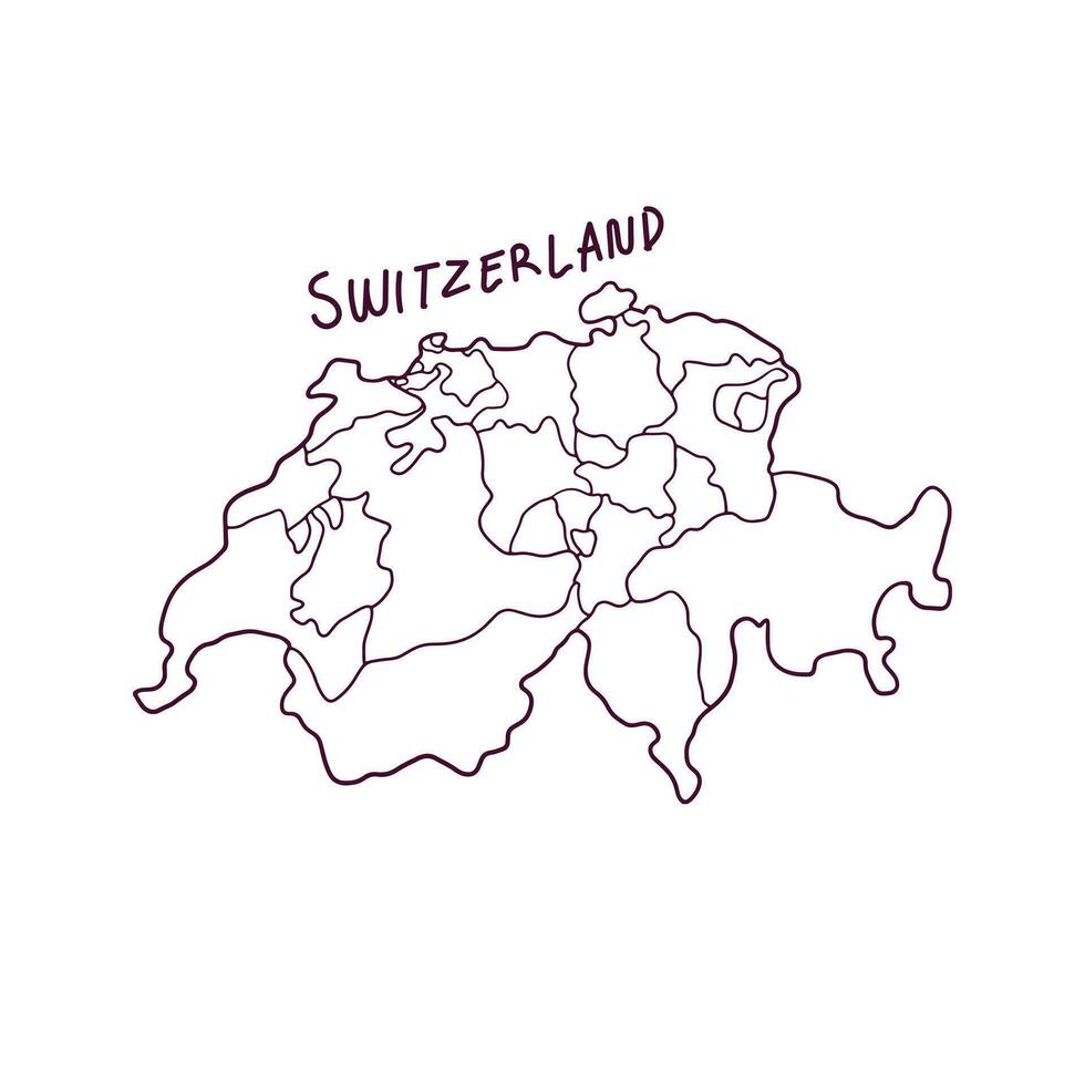 mano dibujado garabatear mapa de Suiza. vector ilustración