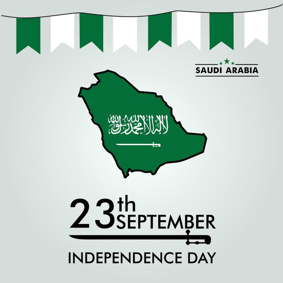 Saudi Arabia independence day 23th September  banner design and map or flag design green background vector