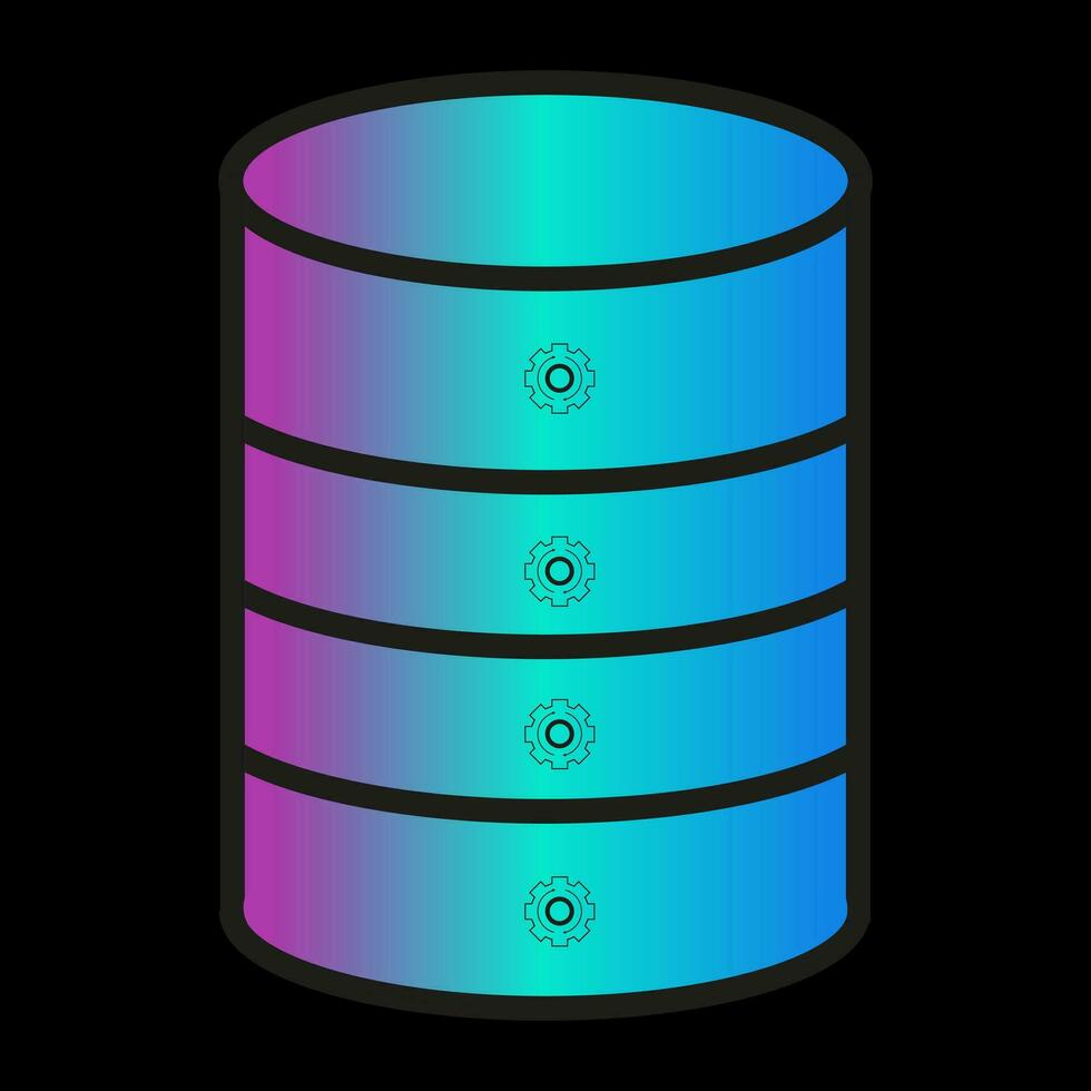 DATA server system and operation of Robot gradient color vector line icons related to the field of robot and AI technology concept vector, illustration