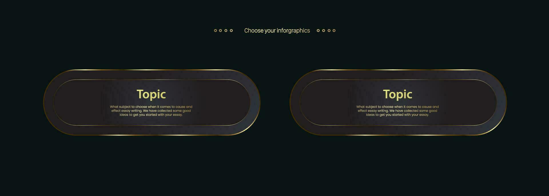 dos lujo de múltiples fines infografía circulo botones y 2 dorado modelo con opción y prima oro elegante botón vector