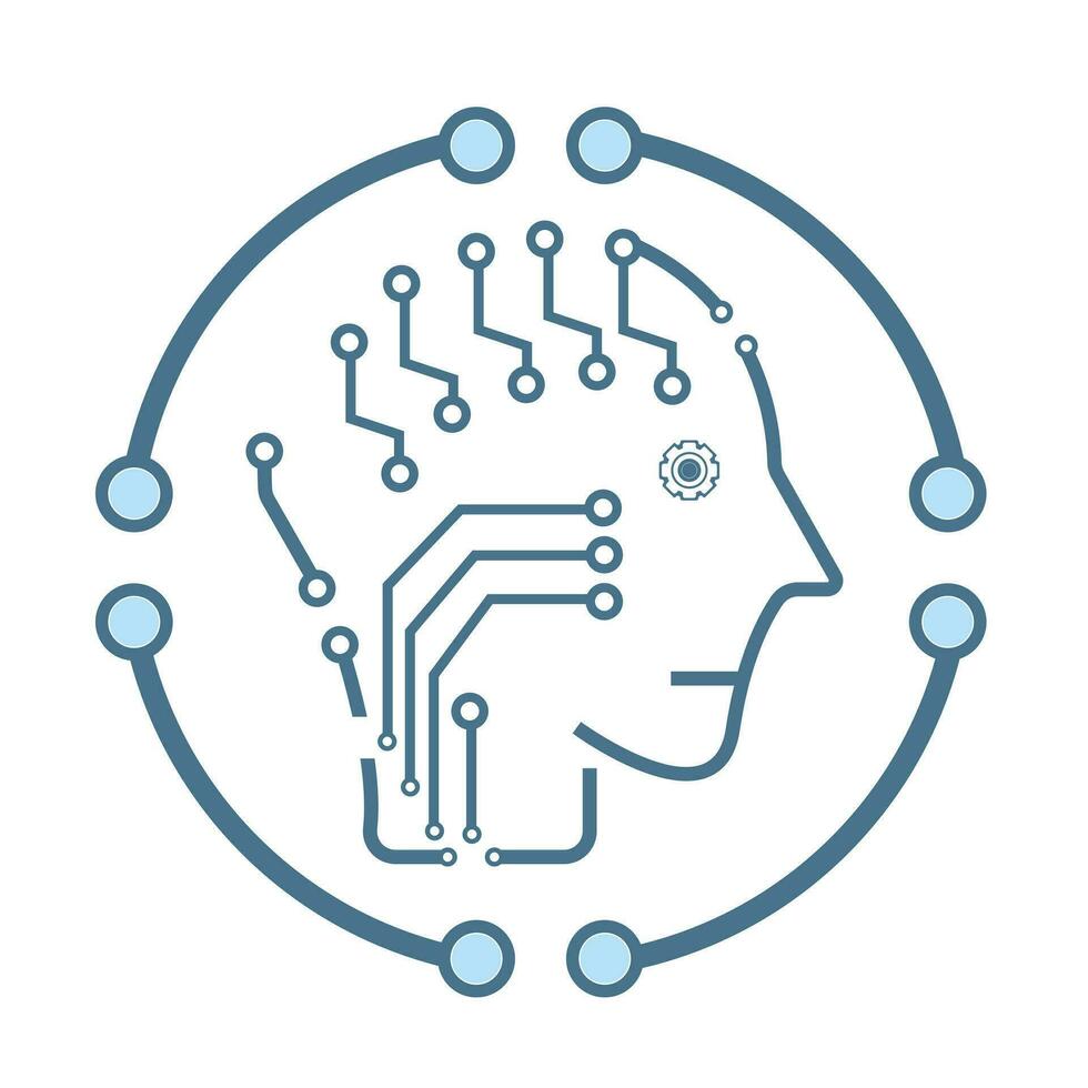 AI head with circute and Artificial intelligence line icons, AI for technology symbols concepts, cybernetic icons, ai, technology vector, illustration vector