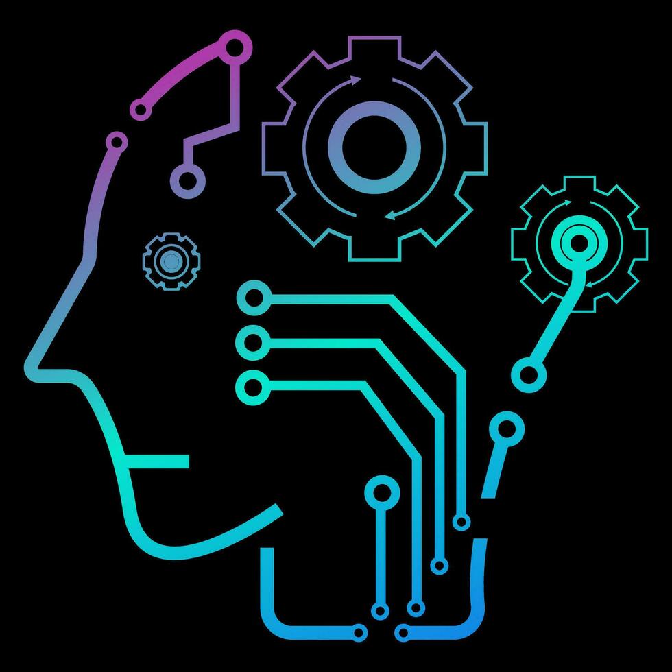 A head of Robot gradient color vector line icons related to the field of robot and AI technology concept vector