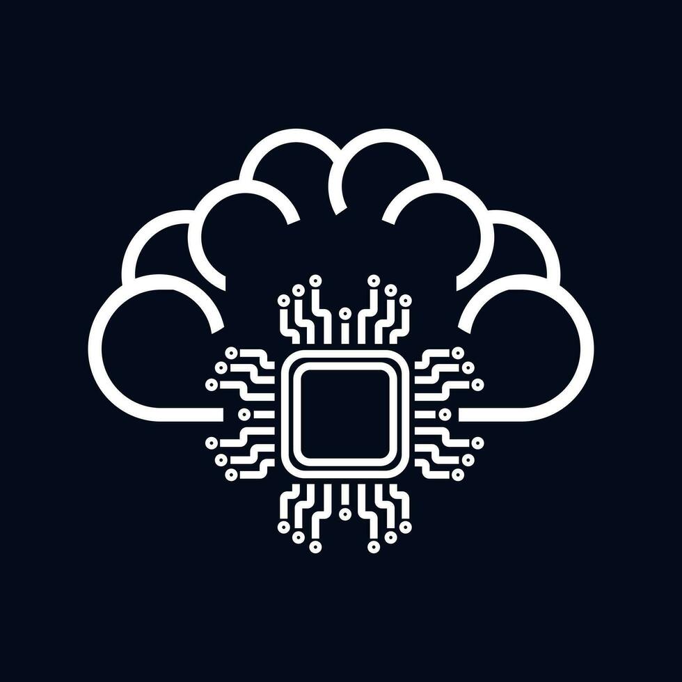 A brain technology of connection AI icon, circute symbol for AI concept vector, illustration design. an artificial intelligent symbol vector