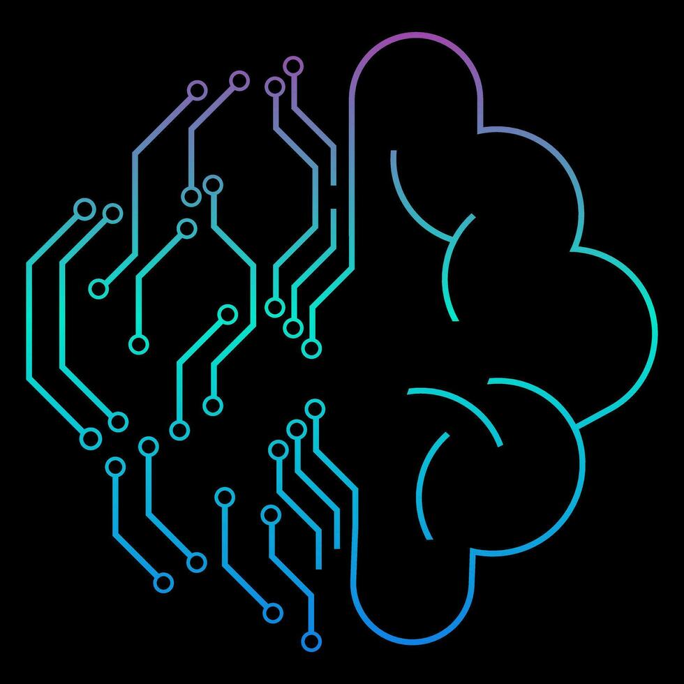 A Brain system operation of Robot gradient color vector line icons related to the field of robot and AI technology concept vector, illustration