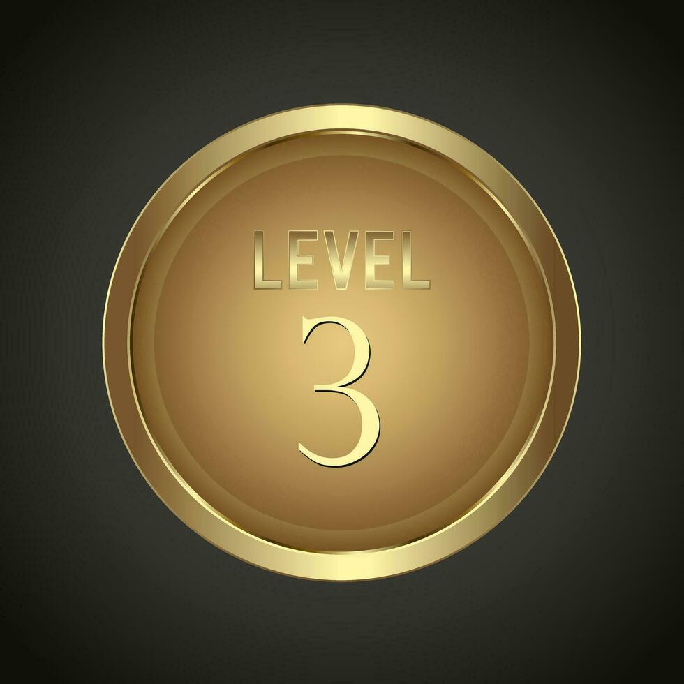 Luxury Golden Level 3 button on dark gradient background for multipurpose Infographic design vector, illustration vector