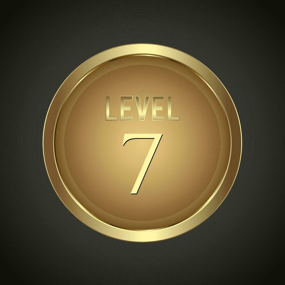 Luxury Golden Level 7 button on dark gradient background for multipurpose Infographic design vector, illustration vector