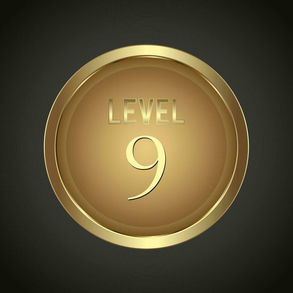 Luxury Golden Level 9 button on dark gradient background for multipurpose Infographic design vector, illustration vector