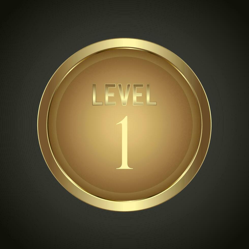 Luxury Golden Level 1 button on dark gradient background for multipurpose Infographic design vector, illustration vector