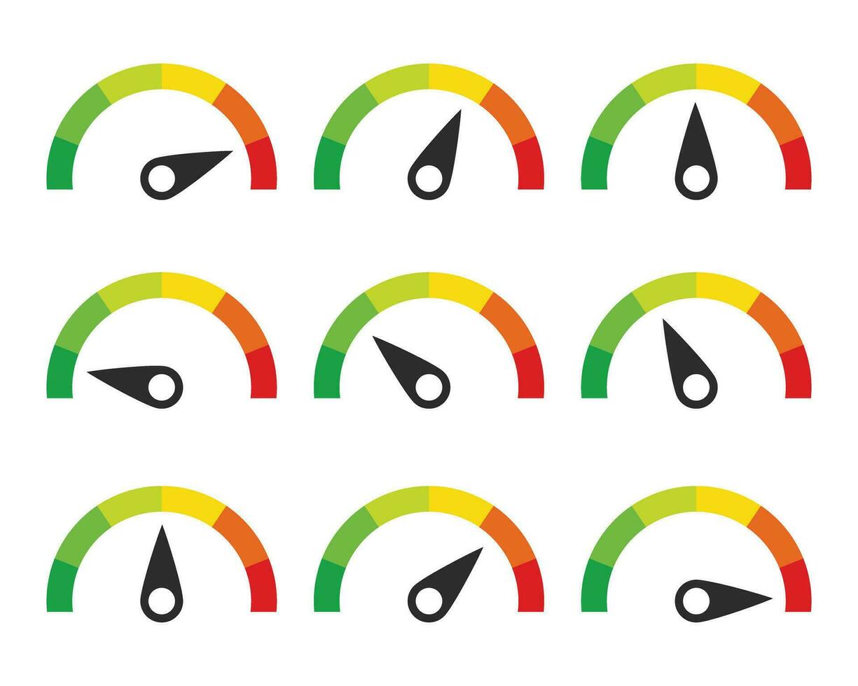 Colour speedometer set. vector