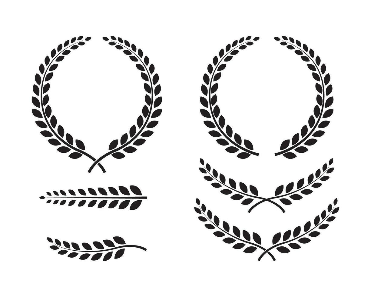 Best set Laurel Wreaths and branches. Wreath collection. Winner wreath. Awards. vector