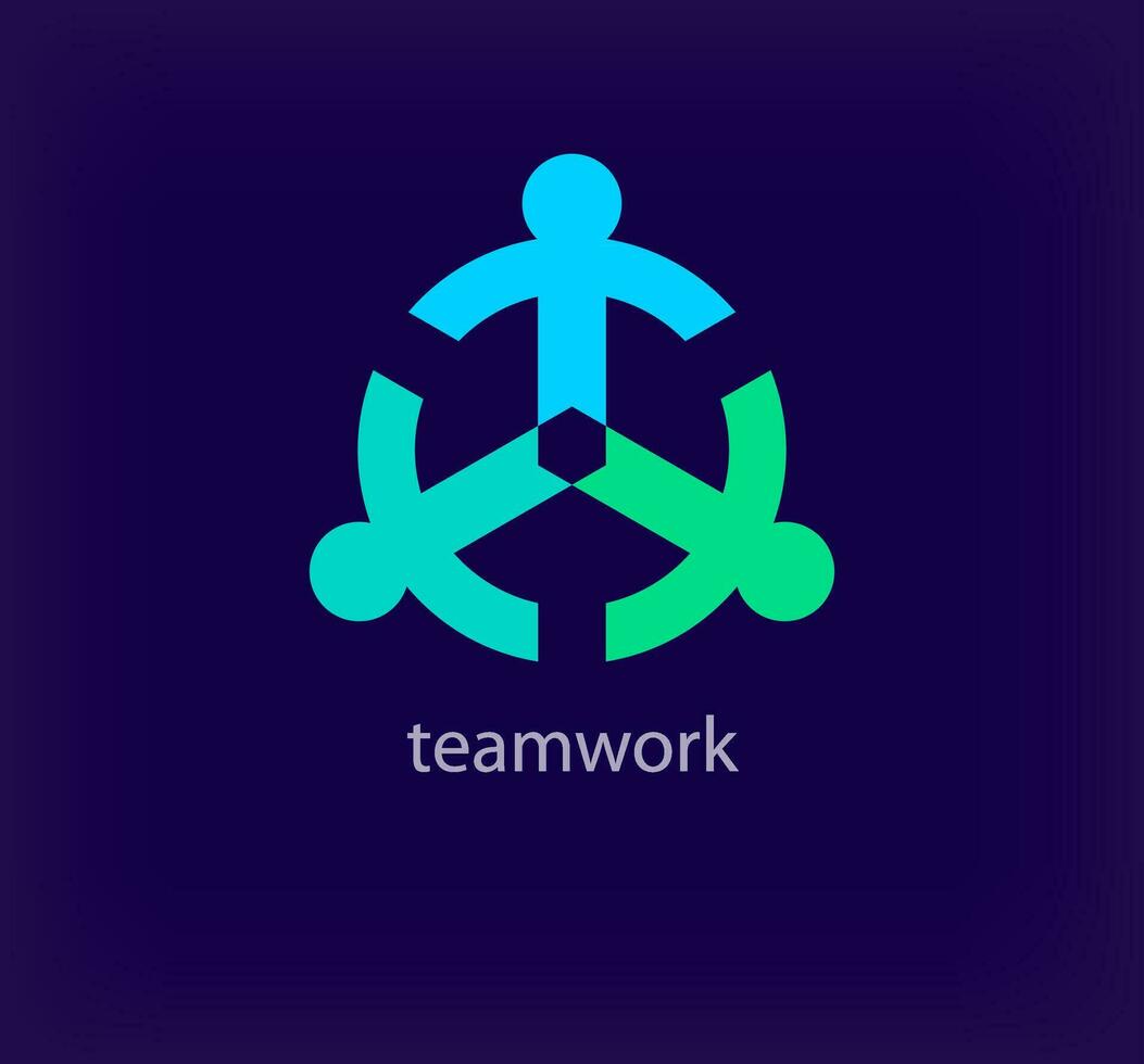 Creative teamwork logo. Unique color transitions. Unique partnership team sharing template. vector