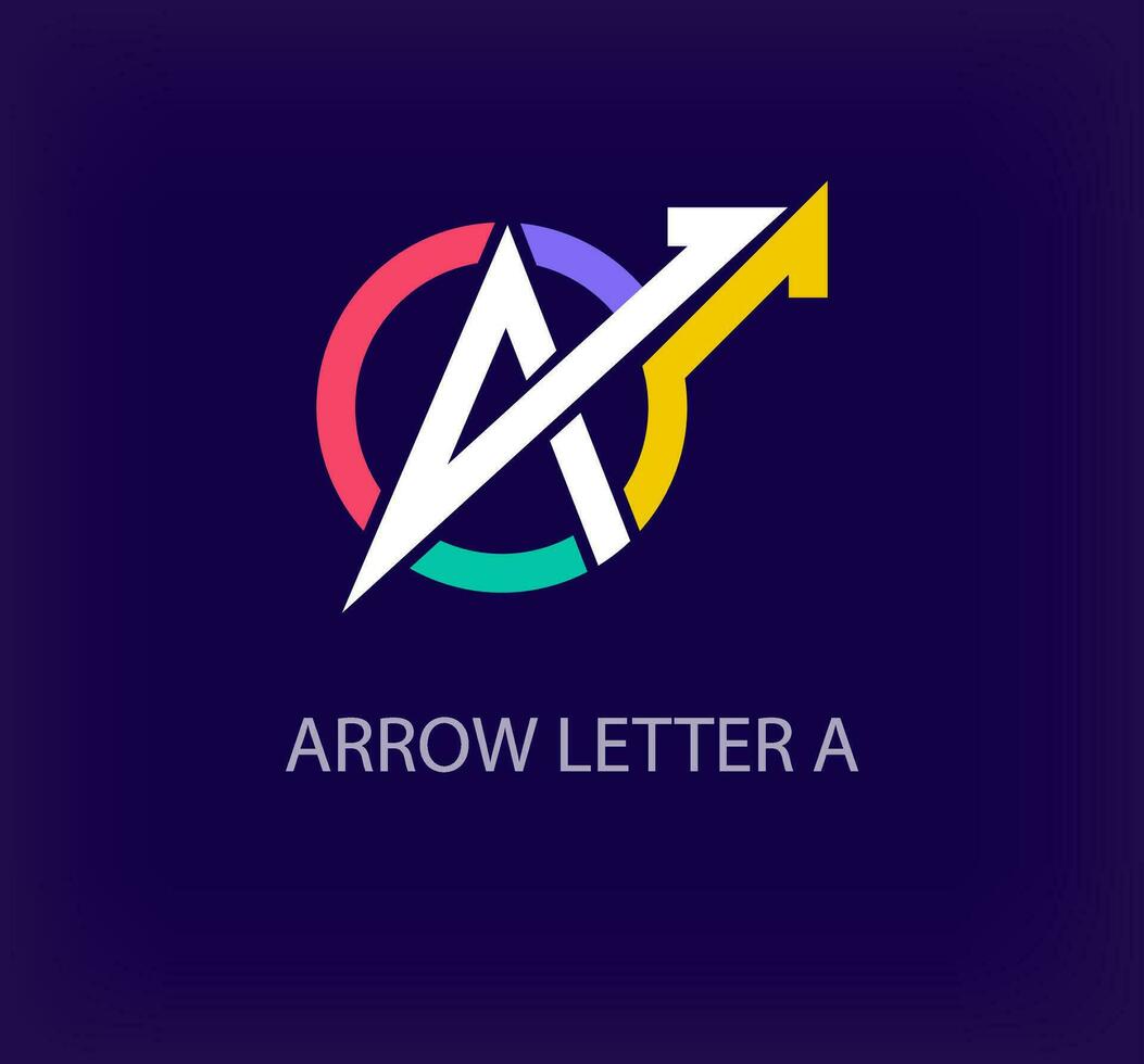 Arrow round logo design from creative letter A. Unique colorful arrow corporate company logo. Company initials corporate vector. vector