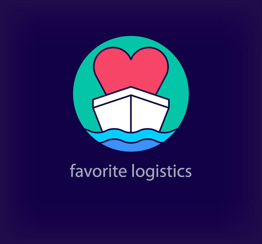 Creative favorite heart logistics logo. Unique color transitions. Unique maritime transport logo template. vector