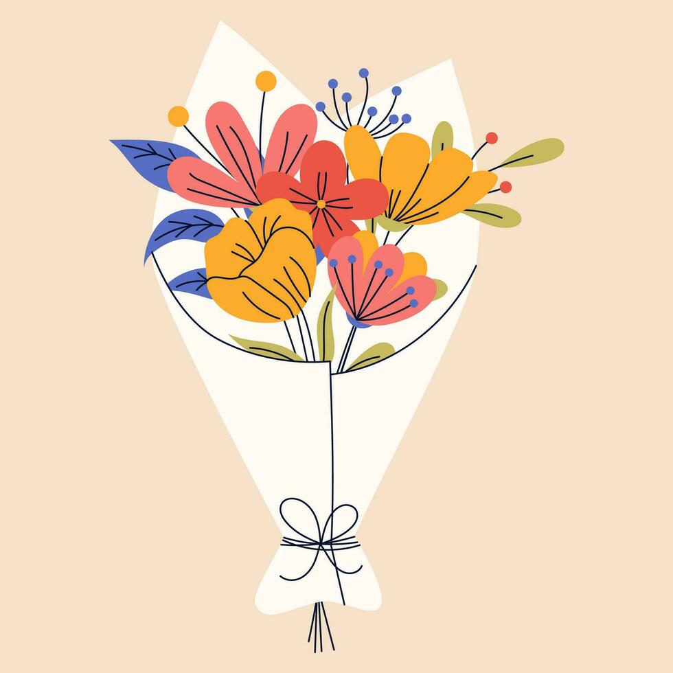 Bouquet of flowers. Good for greeting cards or invitation design, floral poster. vector