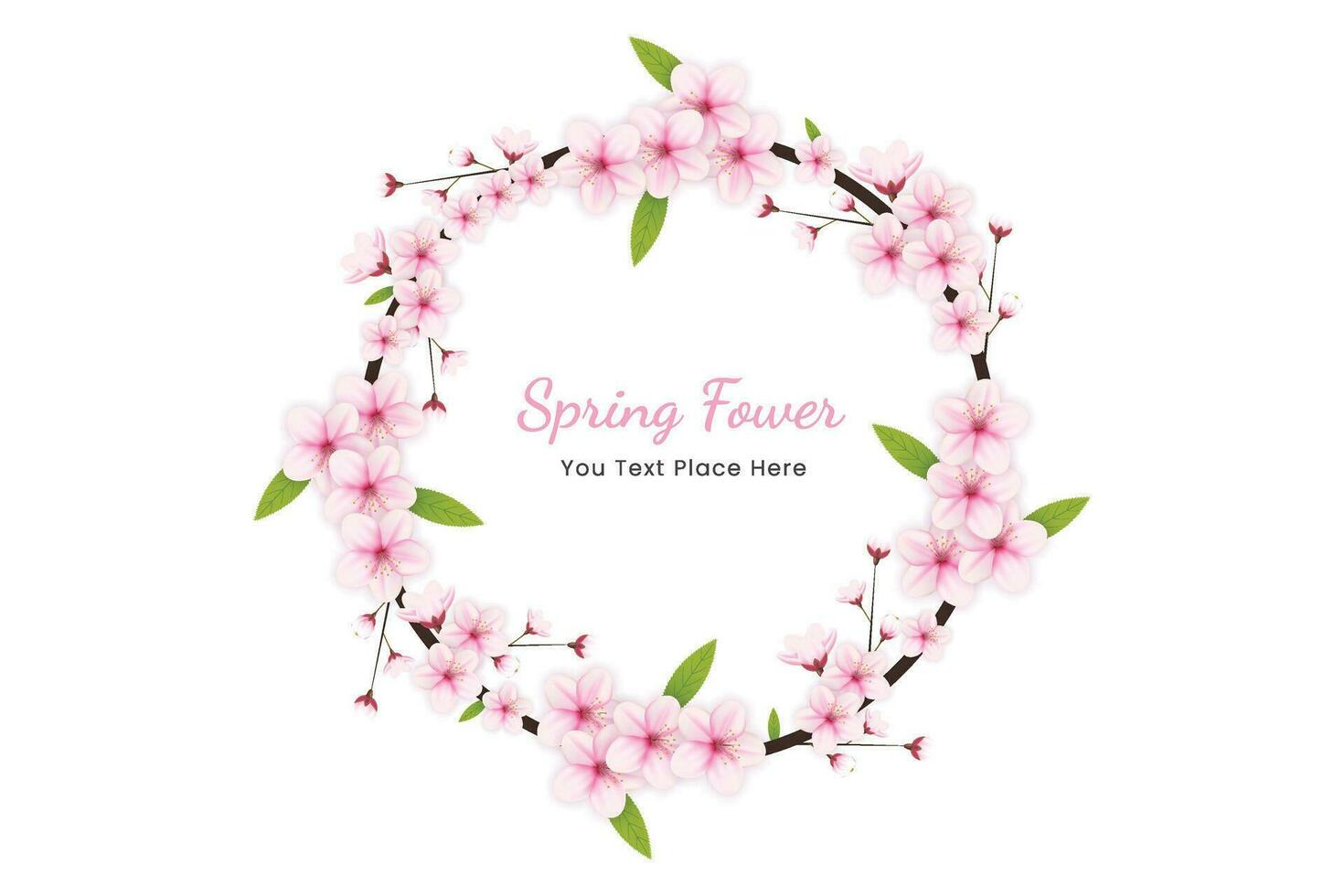 Cherry flowers background and petals illustration,cherry blossom frame  vector. pink sakura flower background. cherry blossom flower blooming vector
