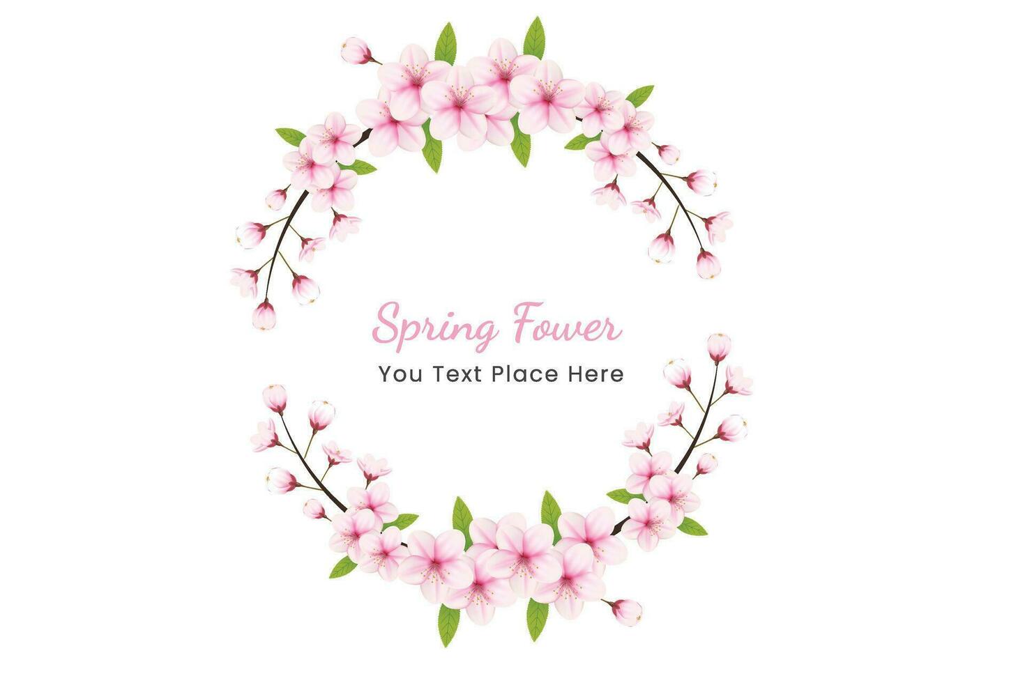 Cherry flowers background and petals illustration,cherry blossom frame  vector. pink sakura flower background. cherry blossom flower blooming vector