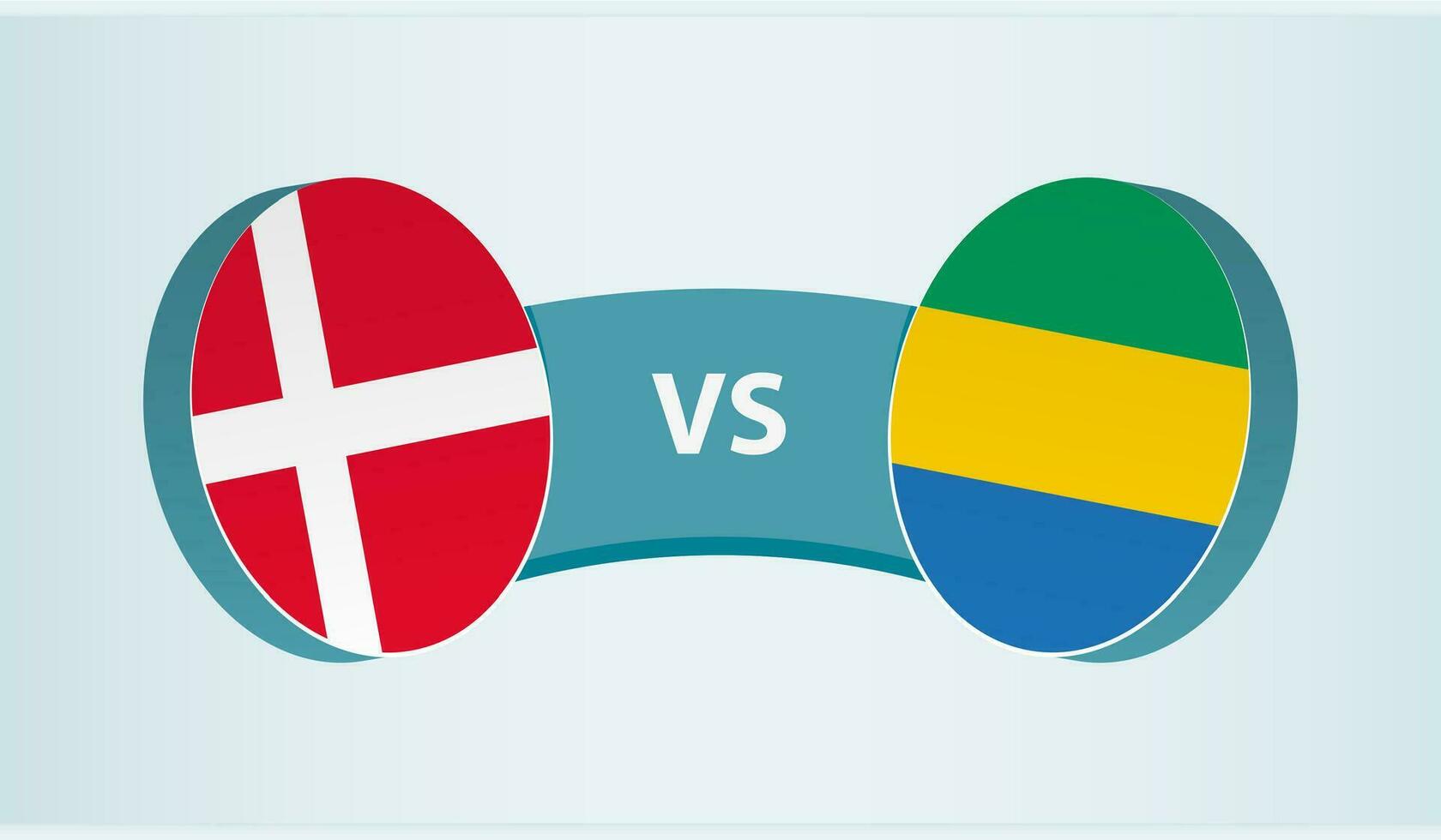 Dinamarca versus Gabón, equipo Deportes competencia concepto. vector