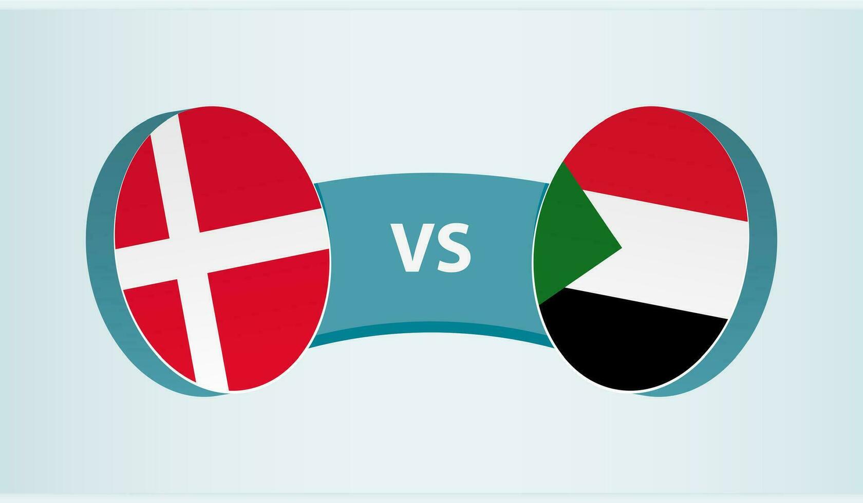 Dinamarca versus Sudán, equipo Deportes competencia concepto. vector