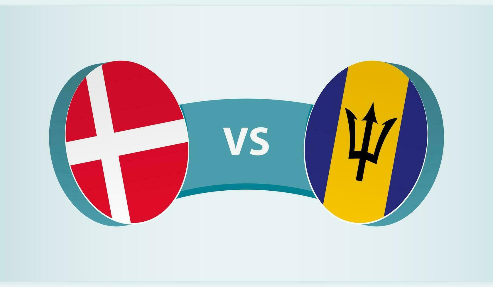 Dinamarca versus barbados, equipo Deportes competencia concepto. vector