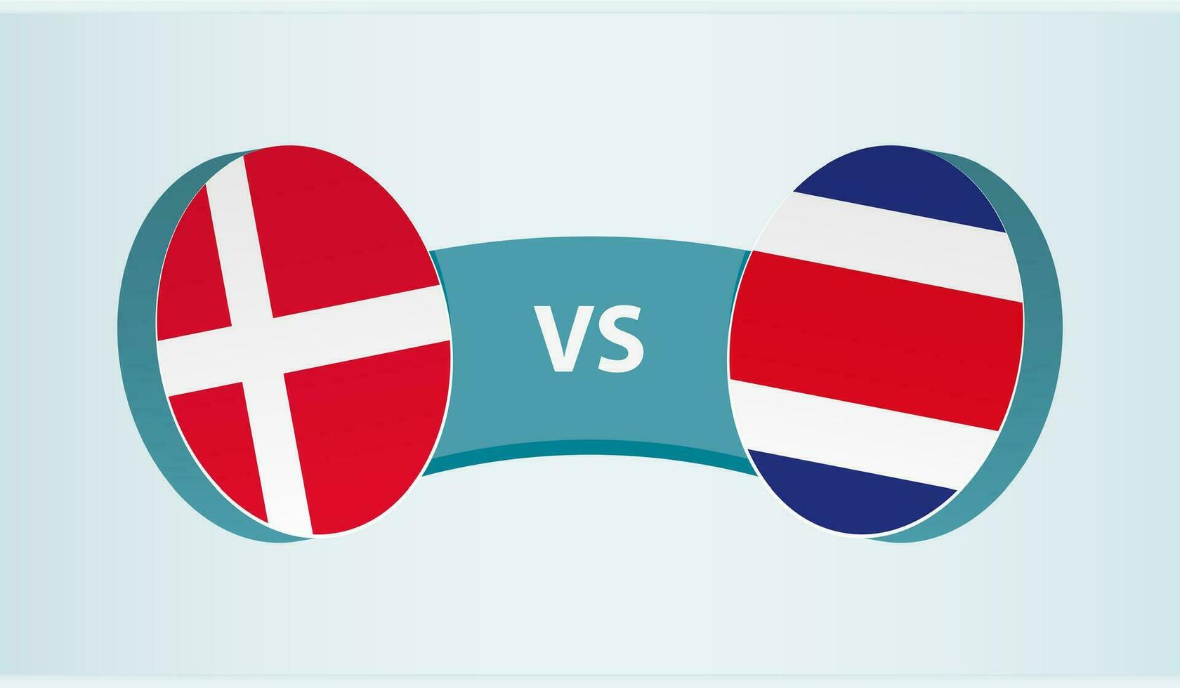 Dinamarca versus costa rico, equipo Deportes competencia concepto. vector