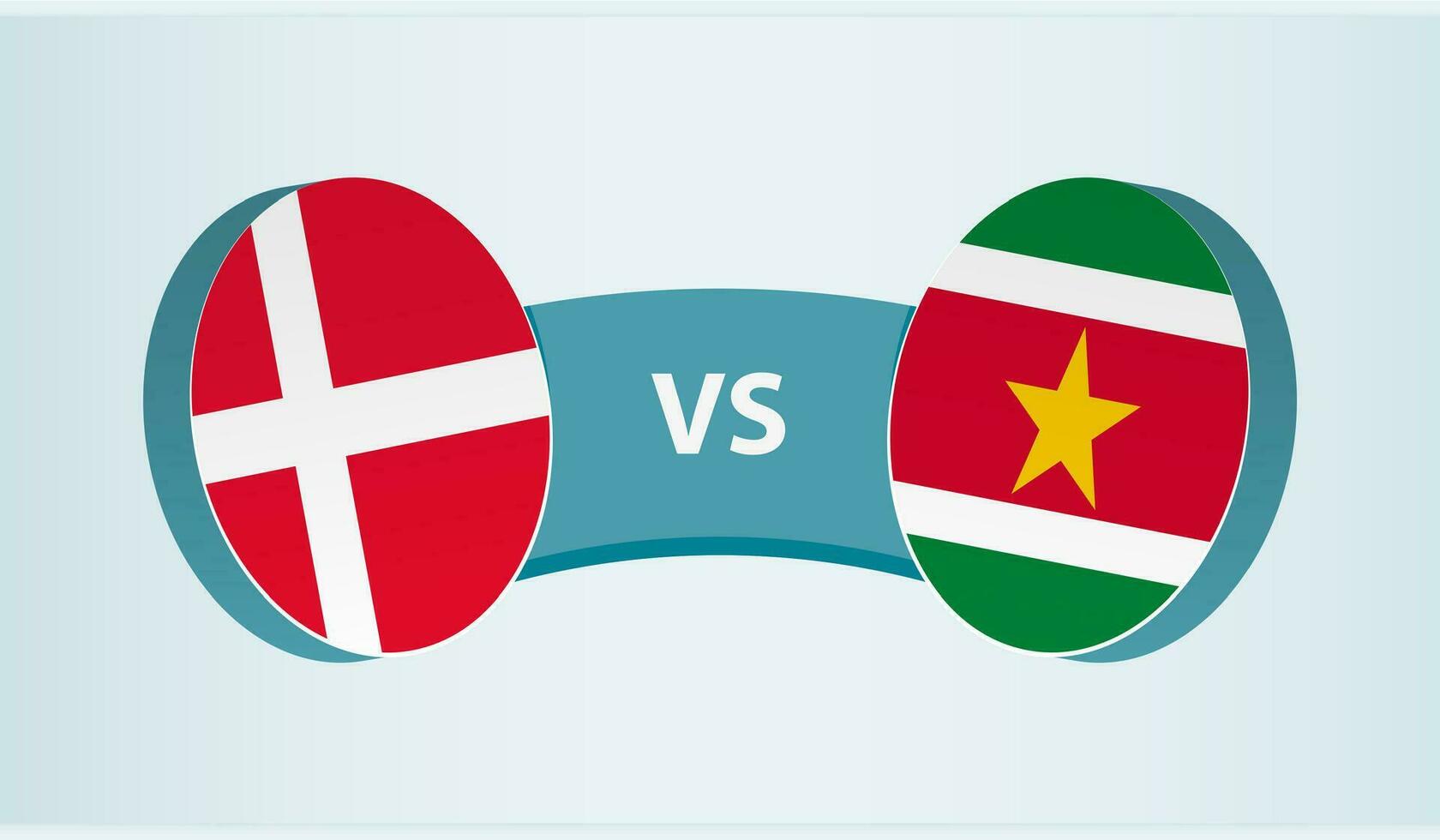 Dinamarca versus surinam, equipo Deportes competencia concepto. vector