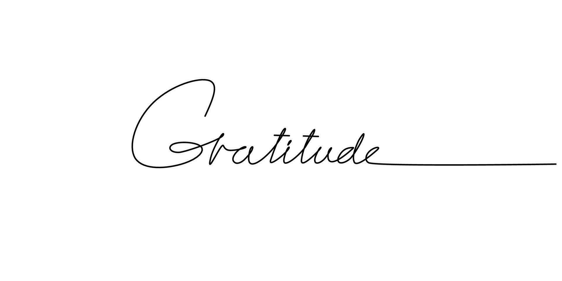 One continuous line drawing typography line art of gratitude word vector