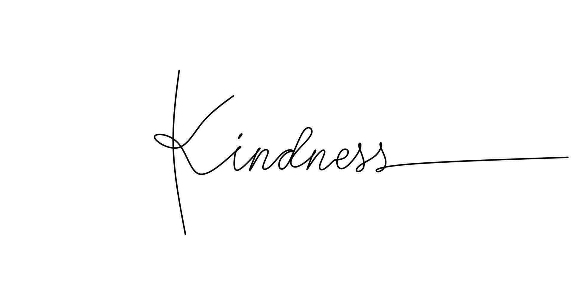 One continuous line drawing typography line art of kindness word vector