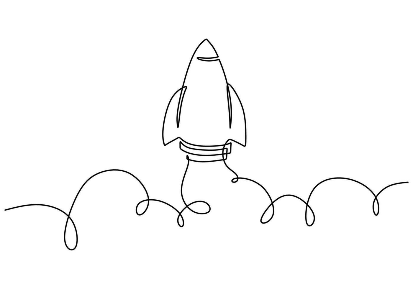 Rocket One Line Drawing Continuous Hand Drawn Sport Theme Object vector