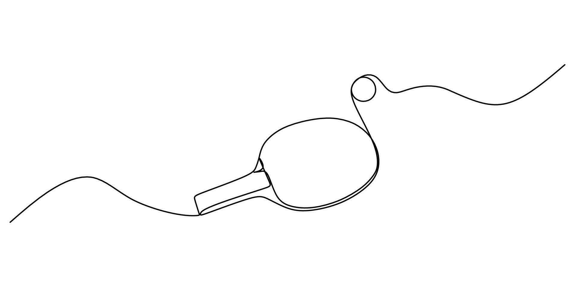 Continuous single one line of ping pong racket on white background. vector