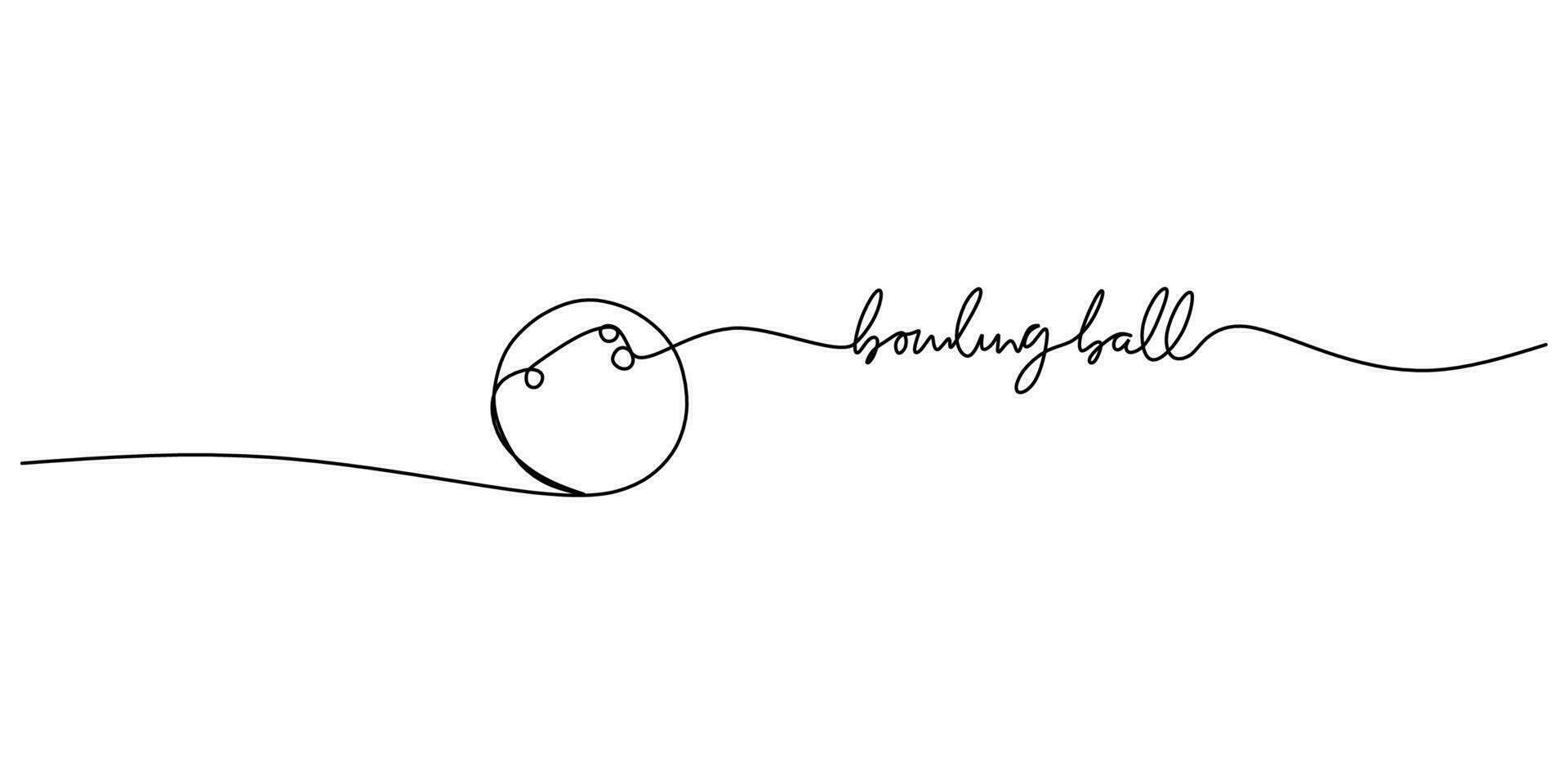 Continuous single one line of bowling ball on white background. vector