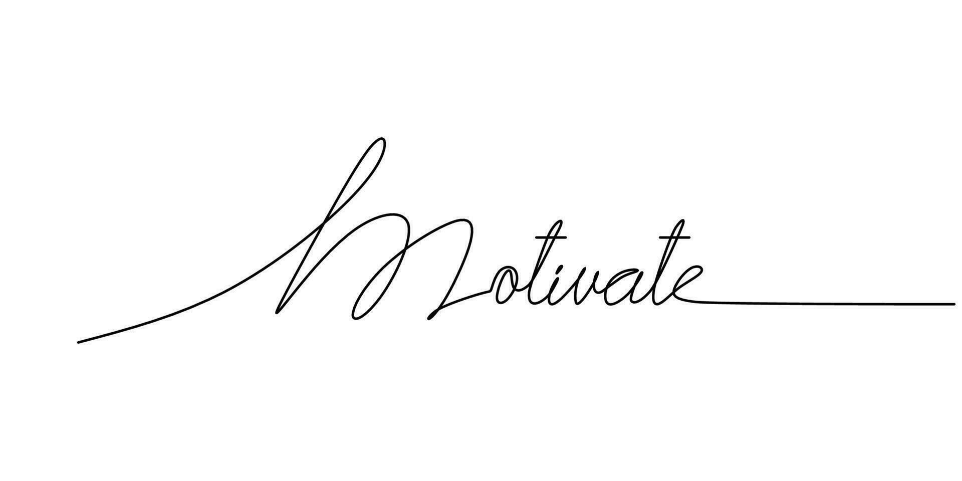 One continuous line drawing typography line art of motivate word vector