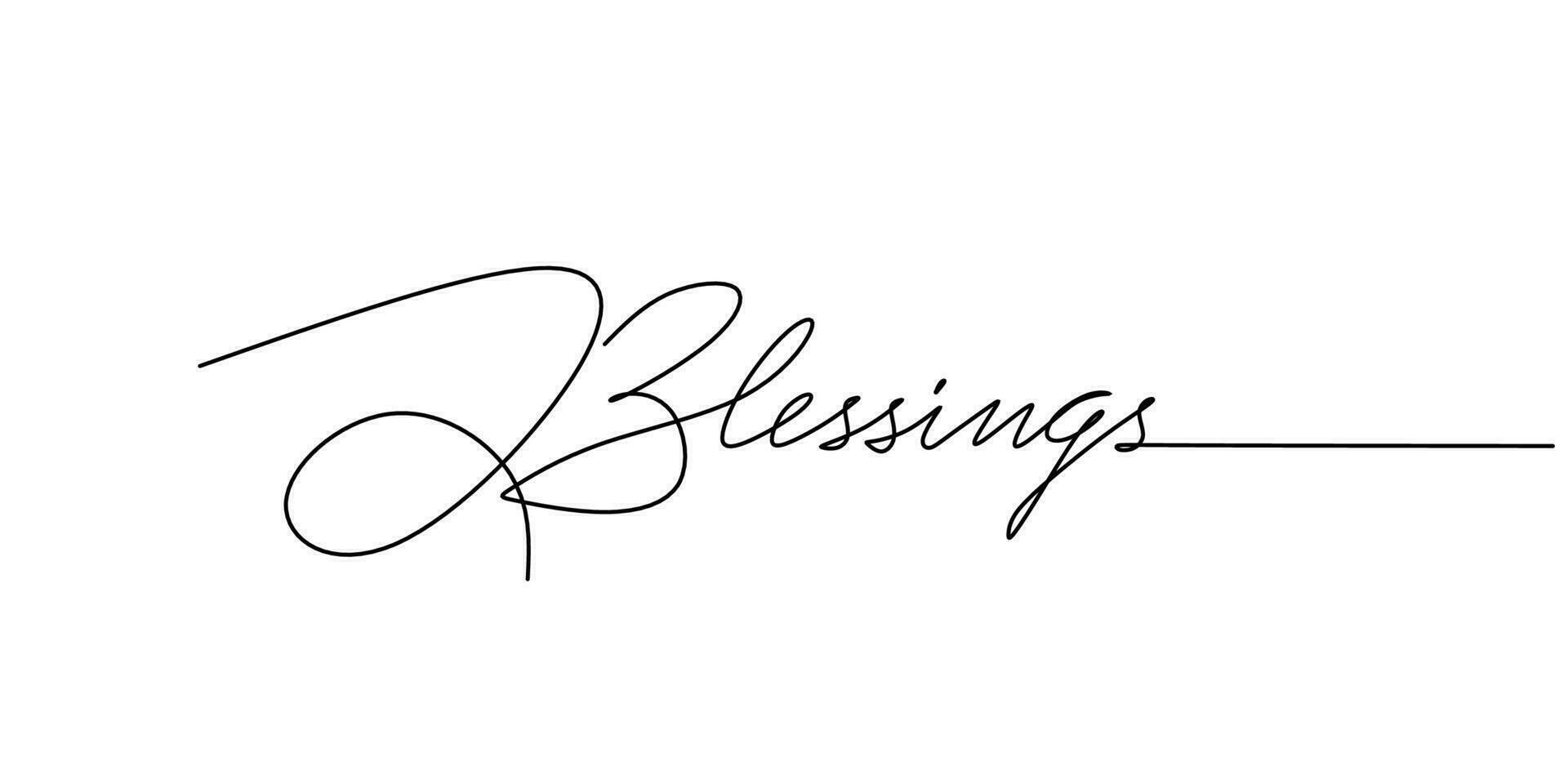 One continuous line drawing typography line art of blessing word vector