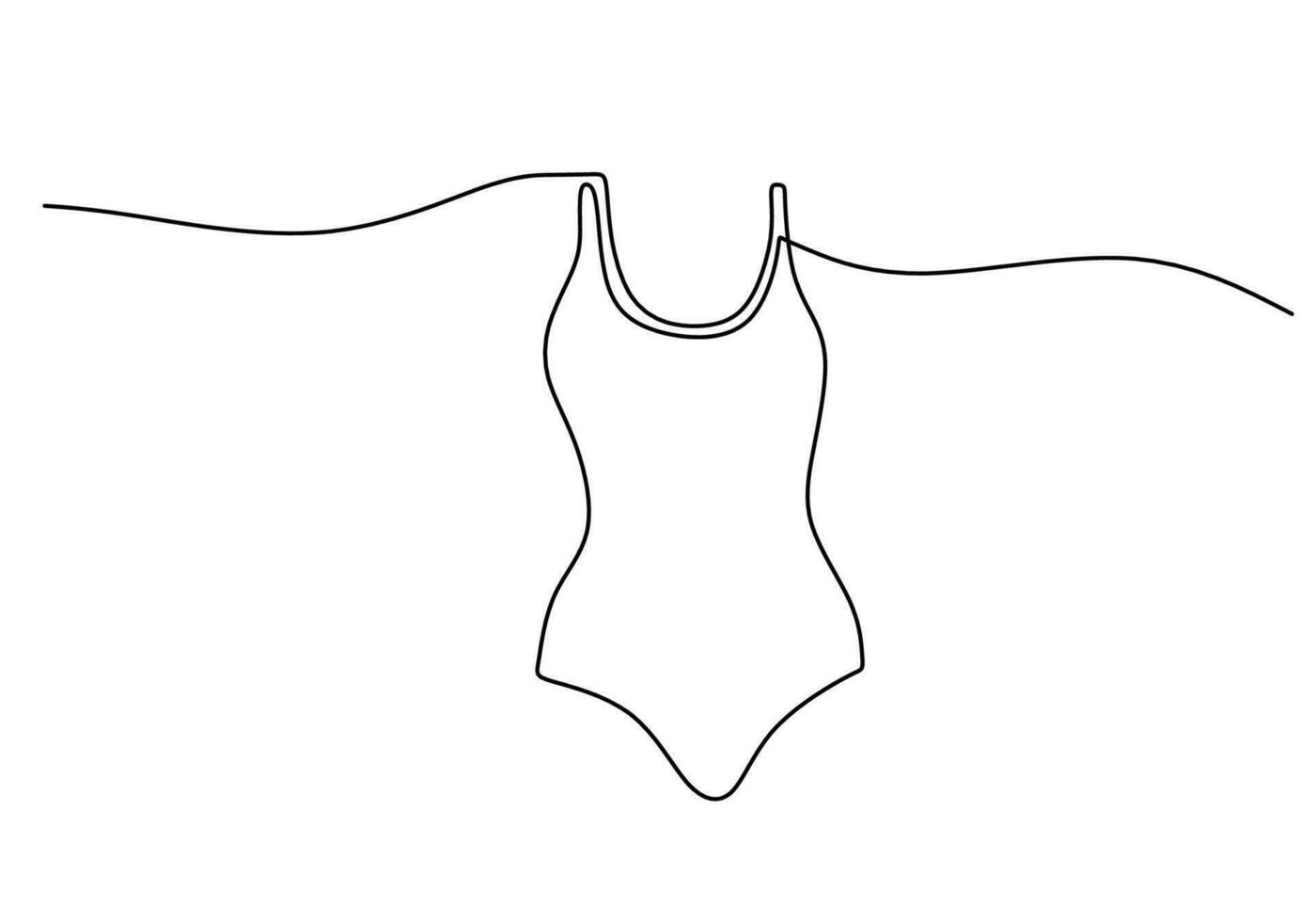 Swimwear One Line Drawing Continuous Hand Drawn Sport Theme Object vector