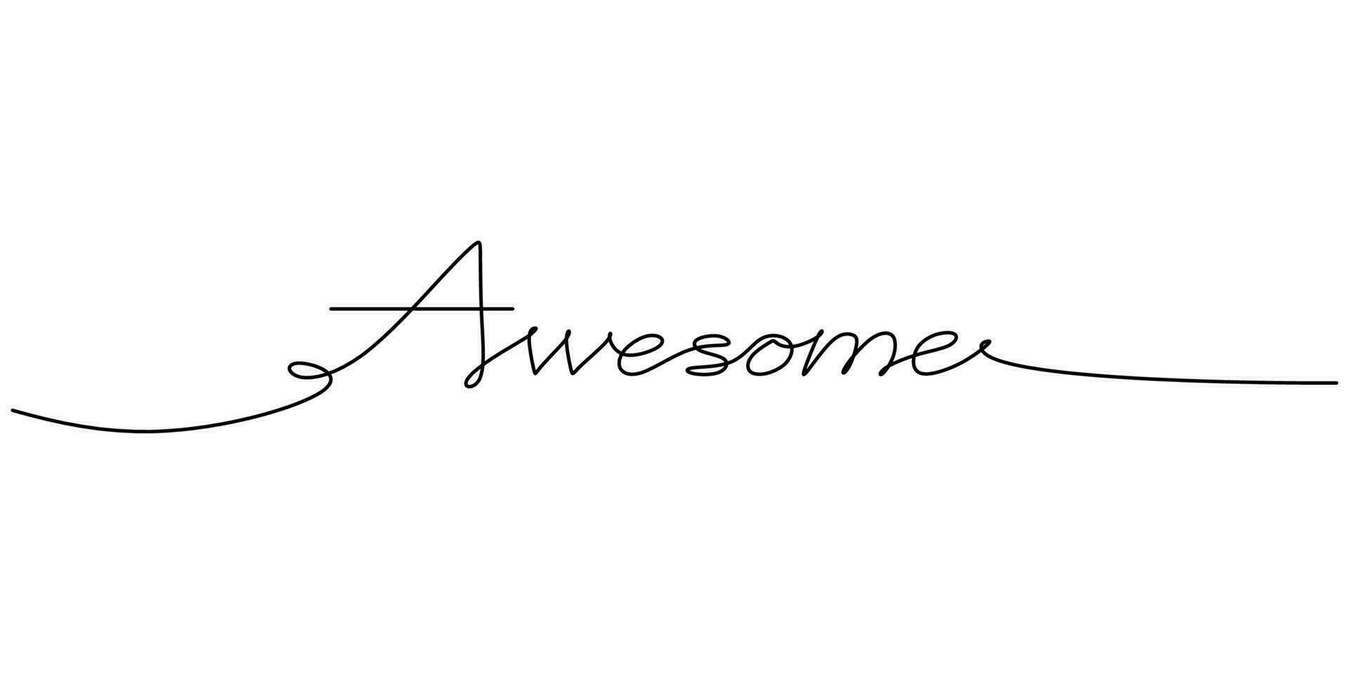 One continuous line drawing typography line art of awesome word