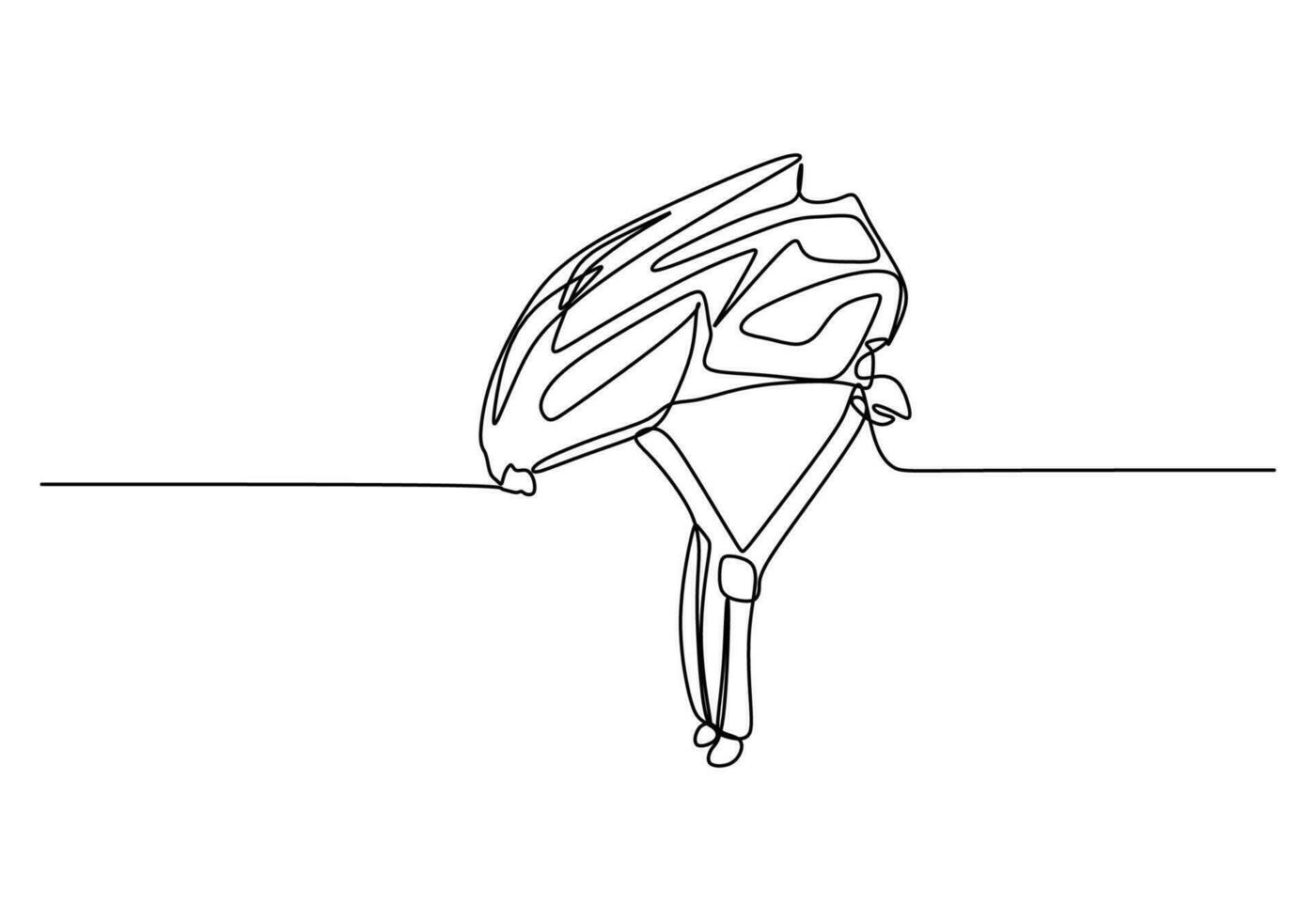 Cycling Helmet One Line Drawing Continuous Hand Drawn Sport Theme vector