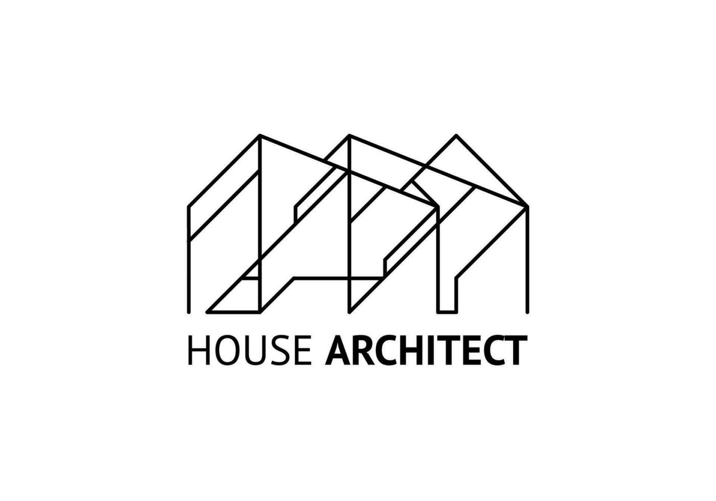 Architect logo icon, line drawing minimalist vector illustration
