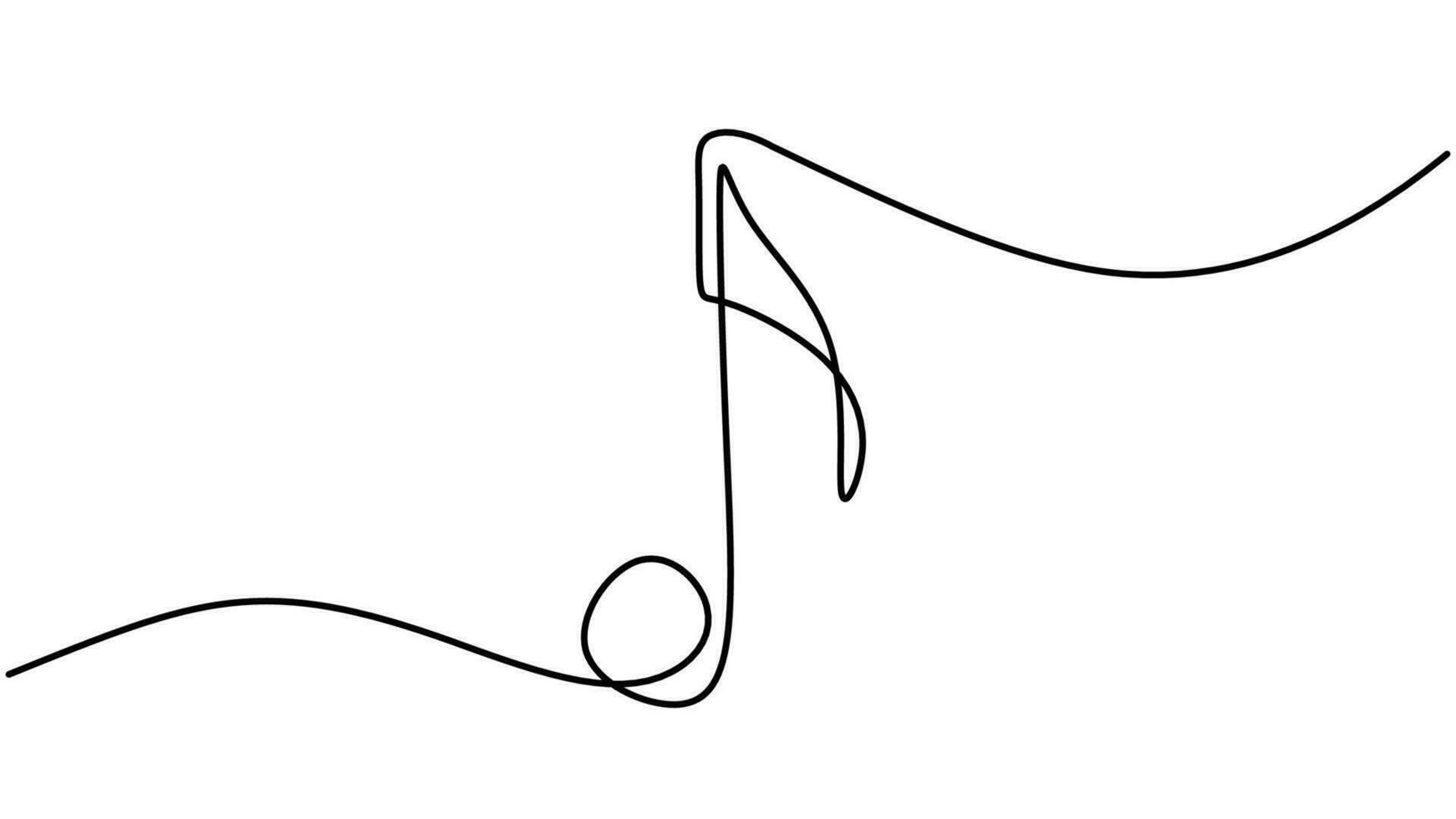 Music note vector illustration, single one continuous line art drawing