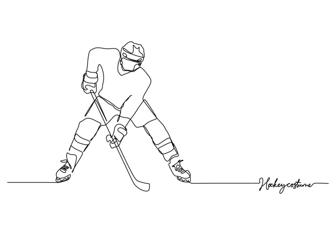 Hockey cricket Costume One Line Drawing Continuous Hand Drawn Sport vector