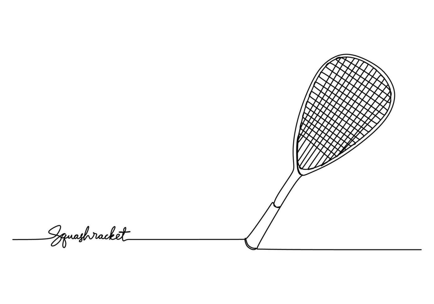 squash raqueta uno línea dibujo continuo mano dibujado deporte tema vector
