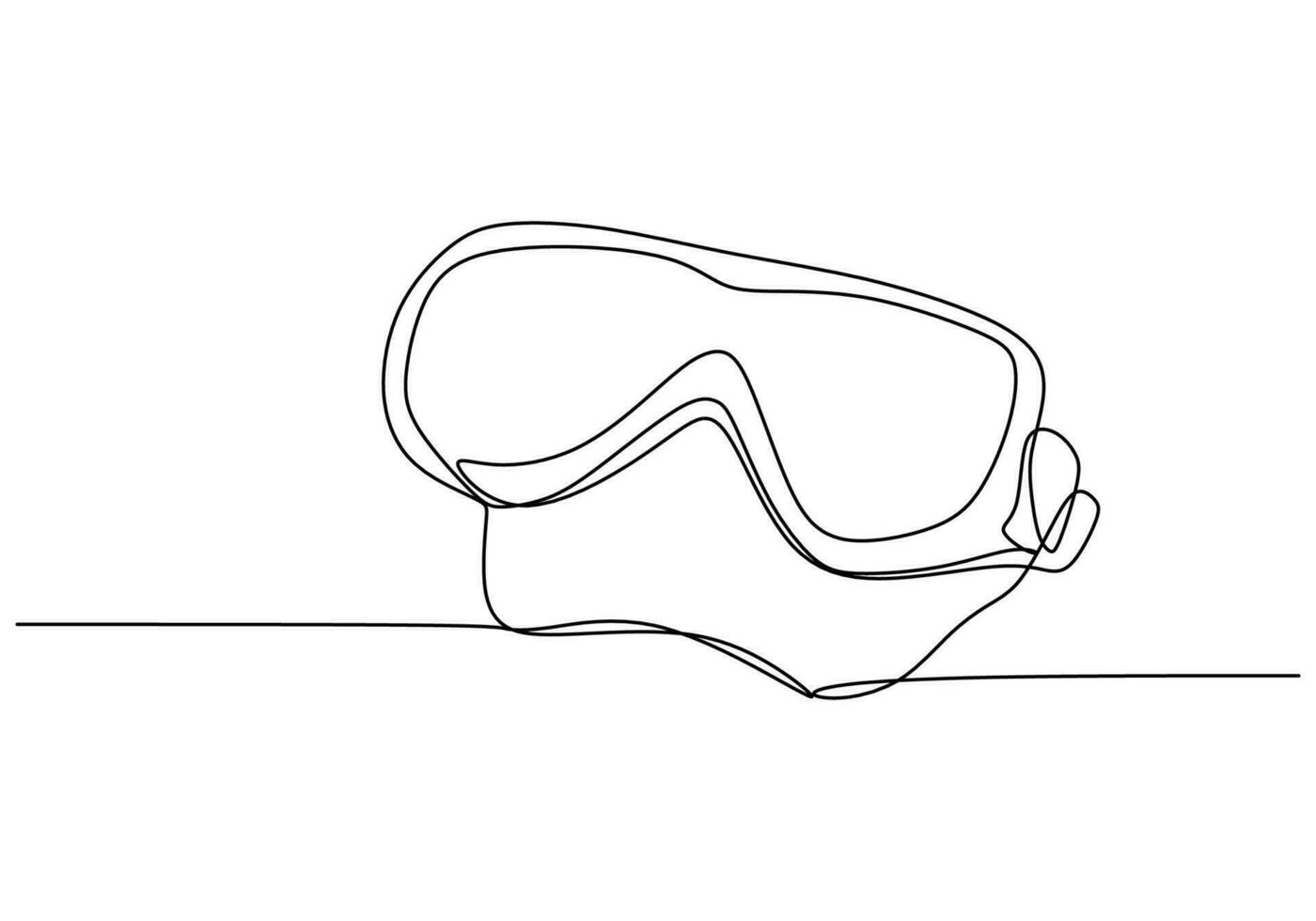 nadando gafas de protección uno línea dibujo continuo mano dibujado deporte tema vector