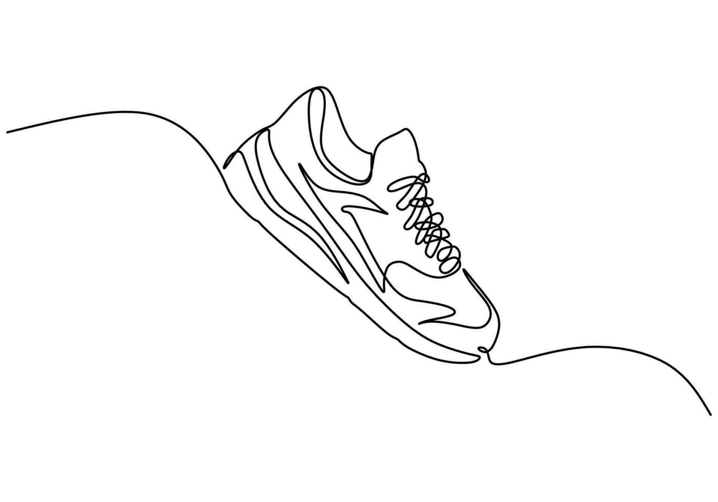 corriendo Zapatos uno línea dibujo continuo mano dibujado deporte tema vector