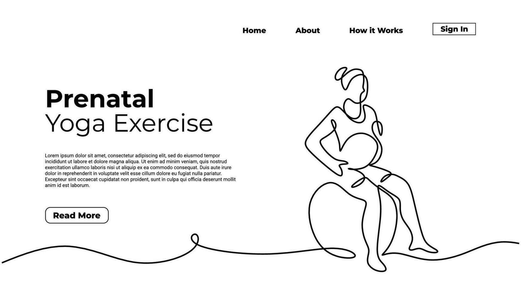 Prenatal yoga exercise, woman doing healthy pose during pregnant vector